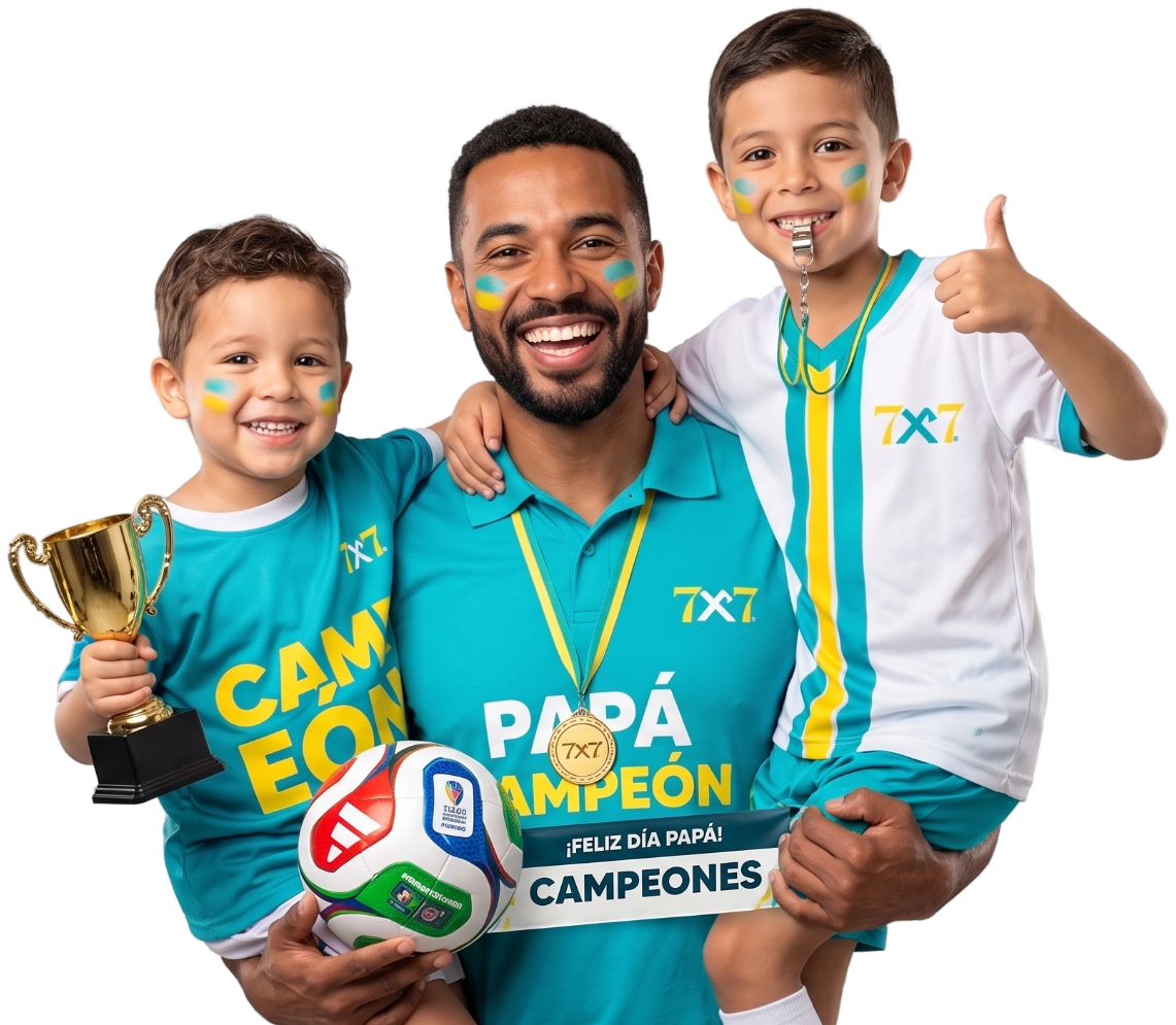 Papá campeón con sus hijos
